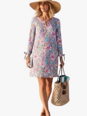 🩵Stella Parker Printed Long-Sleeve Shift Dress XXL UPF50+ NWT🩵